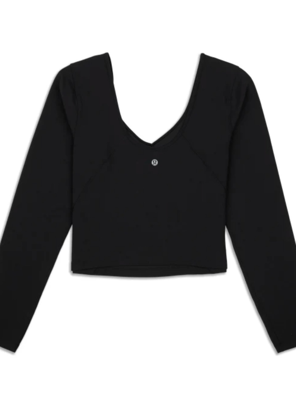 Lululemon Align Black Long Sleeve V Neck Cropped Athletic Top Womens Size 8